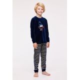 Pyjama Jongens Woody Strepen Broek Velours - Donkerblauw