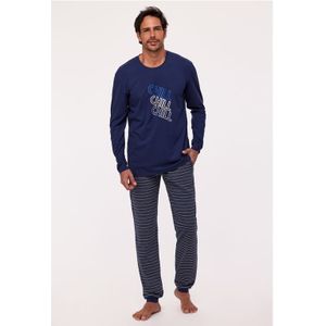 Pyjama Heren Studio Woody Gestreepte Broek Chill - Donkerblauw