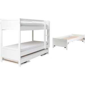 Stapelbed met onderschuifbed Duet-Wit-80-200