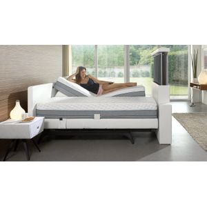 Technogel Perfect Bed Met TV Voetbord-1 M en 1 F-Crush Winered lederlook-140