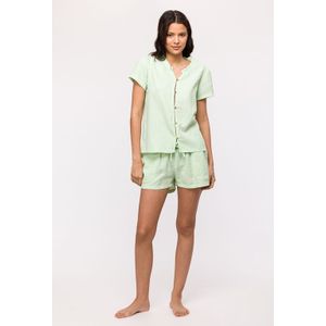 Pyjama Dames Woody Ruitjes Woven - Groen