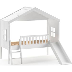 Housebed huisbed met glijbaan 90 x 200 cm wit