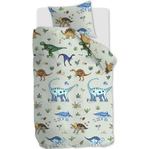 Beddinghouse Kids Happy Dinos dekbedovertrek - Tweepersoons - 200x200 - Groen