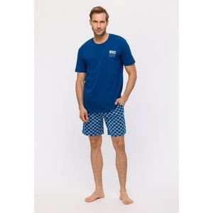 Pyjama Heren Studio Woody Waves Checkered Shorts - Donkerblauw