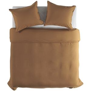 Dekbedovertrek Yellow Percale - Cognac Brown