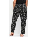 Jerseyhose mit breitem Smokbund und Blumendruck, schwarz gemustert, Gr.46