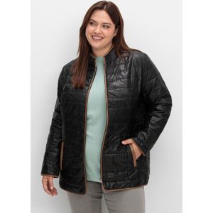 Steppjacke mit Stehkragen und Kontrastdetails, schwarz, Gr.42