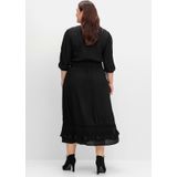 Maxikleid mit Volant, in Crinkle-Qualität, schwarz, Gr.42