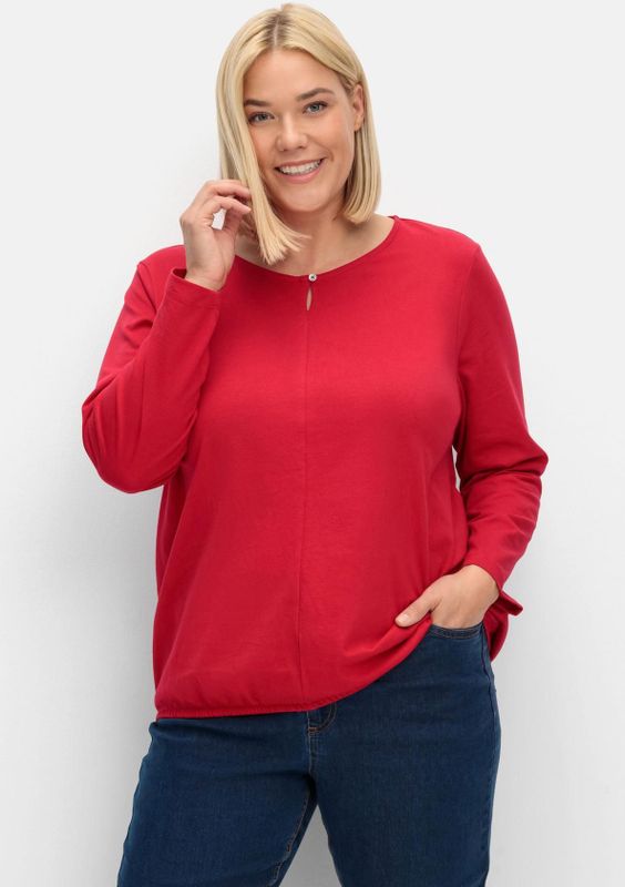 Langarmshirt mit Gummizug am Saum, rot, Gr.44