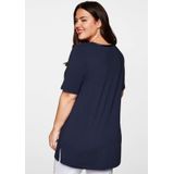 Longshirt in A-Linie mit Raffung am V-Ausschnitt, marine, Gr.44/46
