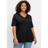 T-Shirt mit doppellagigem Vorderteil, schwarz, Gr.52/54