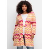 Lange Strickjacke im Zickzack-Jacquardmuster, cremerosé-offwhite, Gr.40/42