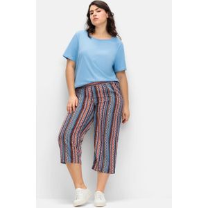 Doppelpack 7/8-Hosen, uni und gestreift, aqua gemustert+royalblau, Gr.42