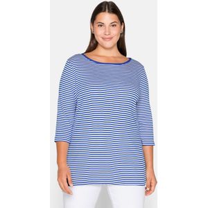3/4-Arm-Shirt mit garngefärbten Ringeln, royalblau, Gr.52/54