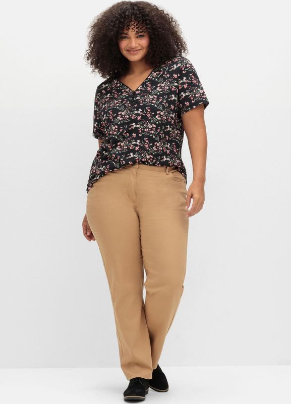 Gerade Jeans mit seitlichem Stretchbund, camelfarben, Gr.50