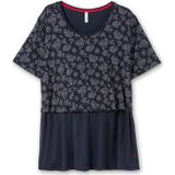 Stillshirt in Lagenoptik, aus Viskosejersey, tiefblau, Gr.52/54