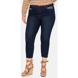 Skinny Jeans in 7/8-Länge, mit Stickerei vorn, dark blue Denim, Gr.58