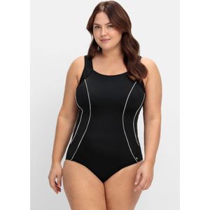 Badeanzug mit Kontrastpaspeln und Shaping-Effekt, schwarz-weiß, Gr.54C