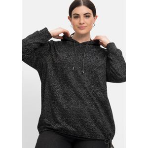 Sweatshirt mit Kapuze, in Salz-und-Pfeffer-Optik, schwarz, Gr.40/42