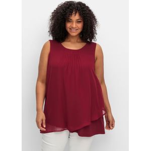 Doppellagiges Top aus Chiffon und Jersey, rubinrot, Gr.52