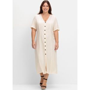 Maxikleid im Leinen-Mix, mit Knopfleiste, champagner, Gr.44