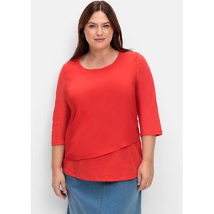 3/4-Arm-Shirt in Layeroptik, im Materialmix, rot, Gr.44