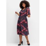 Meshkleid mit Blumendruck und Gummizugbund, blau gemustert, Gr.40