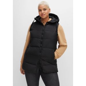 Steppweste in A-Linie, mit Kapuze und 2-Wege-Zipper, schwarz, Gr.50