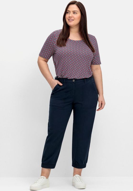 7/8-Cargohose mit Gummibund und elastischem Saum, nachtblau, Gr.46