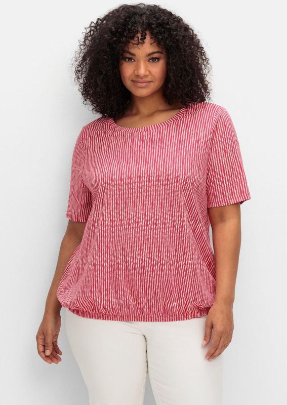 Shirt mit Minimal-Alloverdruck und Gummizugbund, magenta gemustert, Gr.44/46