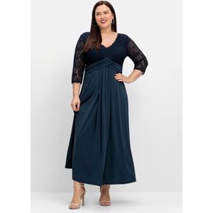 Abendkleid mit Oberteil aus floraler Spitze, nachtblau, Gr.58