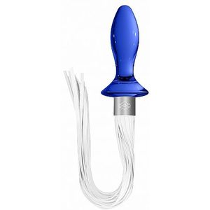 Chrystalino Glazen Buttplug met Zweep Staart - Blauw