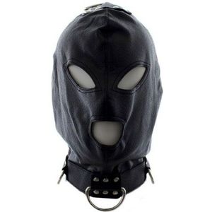 Kunstleren Bondage Masker met Haken - Zwart