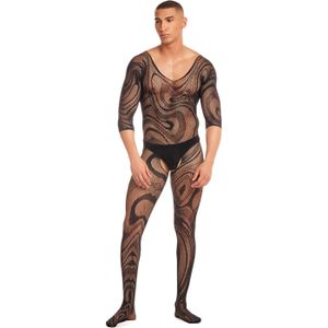 Pink Lipstick Bodystocking Heren - Zwart