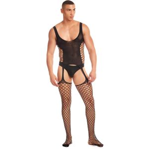 Pink Lipstick Galaxy Bodystocking - Zwart