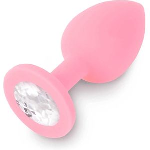 Roze Buttplug met Siersteen - Small