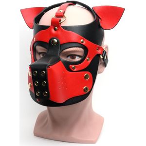 Masker Bondage Pup Hood Zwart/Rood