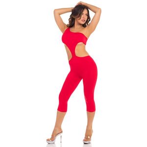 One Shoulder Cropped Catsuit - Rood