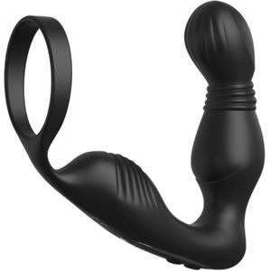 Vibrerende cockring met anaal plug - Zwart