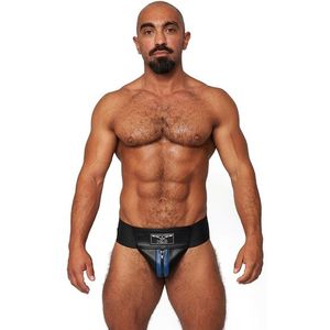 Mister B Leren Premium Jockstrap - Zwart / Blauw