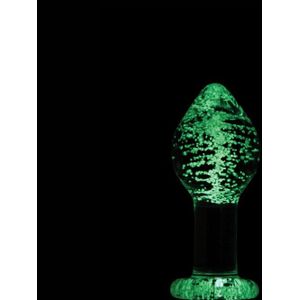 Glazen Buttplug - Glows In The Dark 9 cm