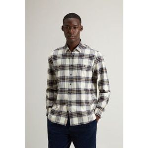 Woolrich - CFWOSI2001MRUT5058 - Geruit Flanellen Overhemd - Gebroken Wit - Katoen - Lange Mouwen