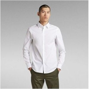 G-Starvoor mannen. D19088-C271-110 Slim fit overhemd wit (XL), Casual, Katoen, Lange mouwen