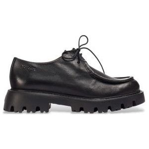 Wondersvoor vrouwen. C-7514 Goodfly leren loafers zwart (36), Leer, Plat, Veters, Casual