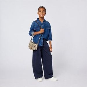 Michael Korsvoor meisjes. R30438 Blauw Texaans Overhemd (10Años= 138cm), Casual, Katoen, Lange mouwen, kinderkleding