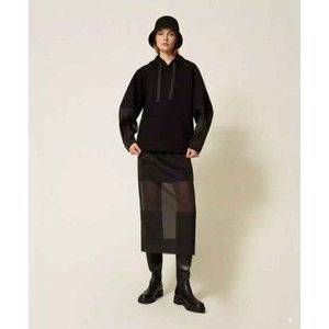 Twinsetvoor vrouwen. 252TP2212 Zwarte midirok van organza (40), Casual, Polyester