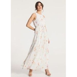 Victorio & Lucchino, V&Lvoor vrouwen. 340038012 Geplooide lange jurk met bedrukt bloemmotief (M), Casual, Polyester, Mouwloos / spaghettiban