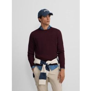 Silbonvoor mannen. 133599 Klassieke bordeauxrode trui met ronde hals (S), Casual, Katoen