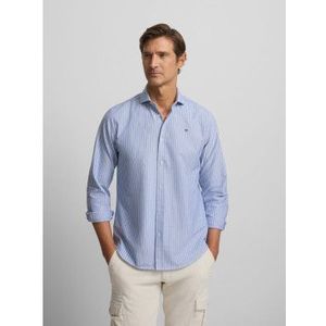 Silbonvoor mannen. 134145 Sportief oxford overhemd marineblauw fijne streep (S), Casual, Katoen, Lange mouwen