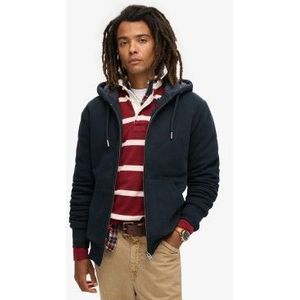 Superdryvoor mannen. M2013749A Hoodie met ritssluiting en marine fleece voering (S), Casual, Katoen, Duurzaam, Marineblauw